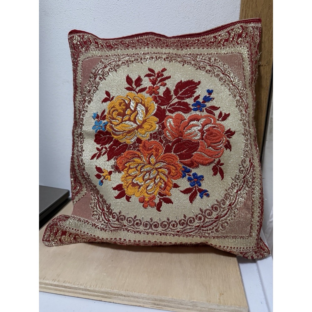Pillow European palace-style floral Burgundy Pillow 10x14in